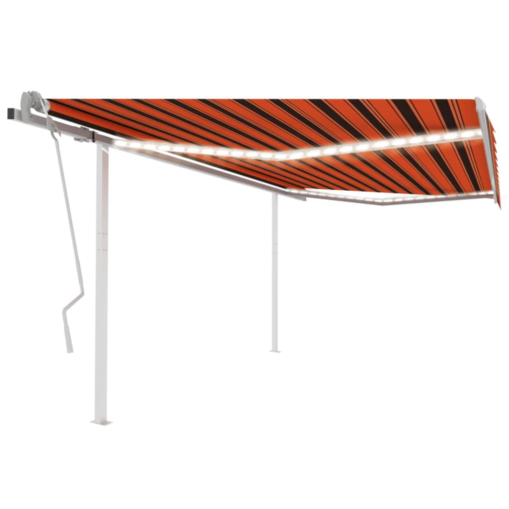 Tenda da Sole Retrattile Manuale LED 4x3 m Arancione Marrone 3069945