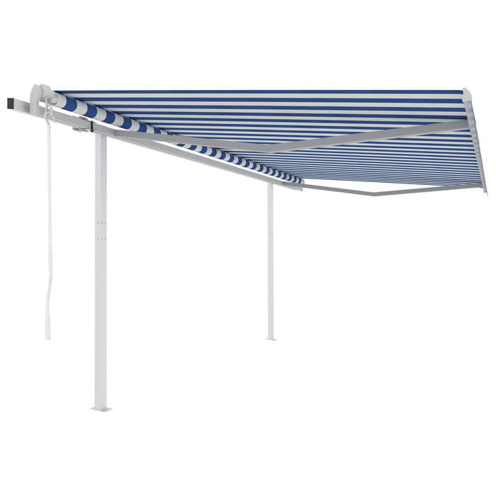 Tenda da Sole Retrattile Automatica con Pali 4x3 m Blu e Bianca 3069946