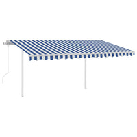 Tenda da Sole Retrattile Automatica con Pali 4x3 m Blu e Bianca cod mxl 65771