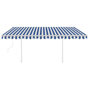 Tenda da Sole Retrattile Automatica con Pali 4x3 m Blu e Bianca cod mxl 65771