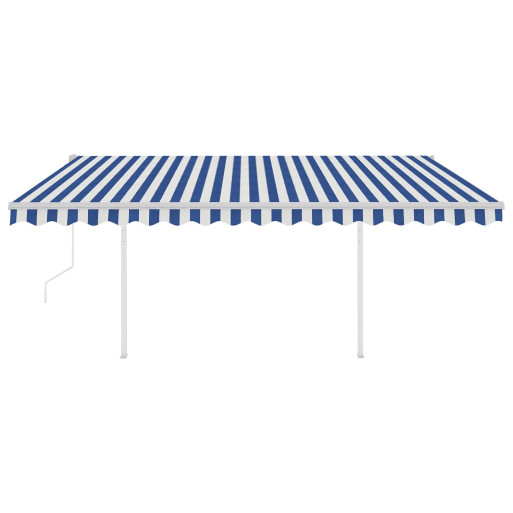 Tenda da Sole Retrattile Automatica con Pali 4x3 m Blu e Bianca 3069946