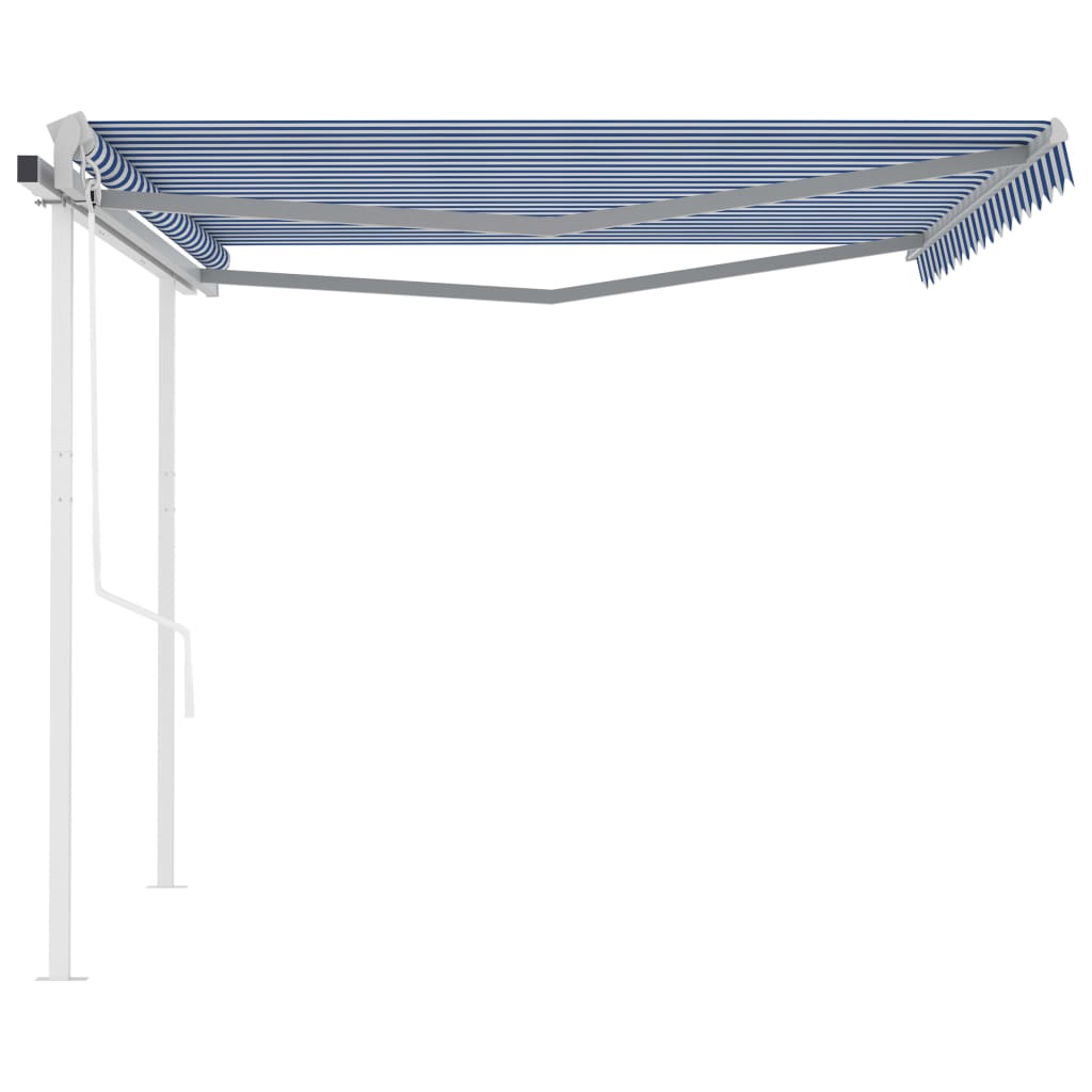 Tenda da Sole Retrattile Automatica con Pali 4x3 m Blu e Bianca cod mxl 65771