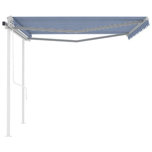 Tenda da Sole Retrattile Automatica con Pali 4x3 m Blu e Bianca cod mxl 65771