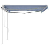 Tenda da Sole Retrattile Automatica con Pali 4x3 m Blu e Bianca 3069946