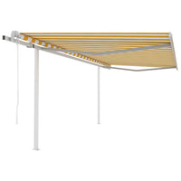 Tenda da Sole Retrattile Automatica con Pali 4x3m Gialla Bianca cod mxl 65770