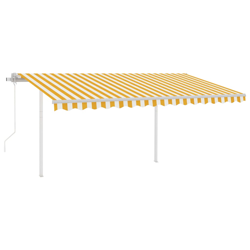 Tenda da Sole Retrattile Automatica con Pali 4x3m Gialla Bianca cod mxl 65770