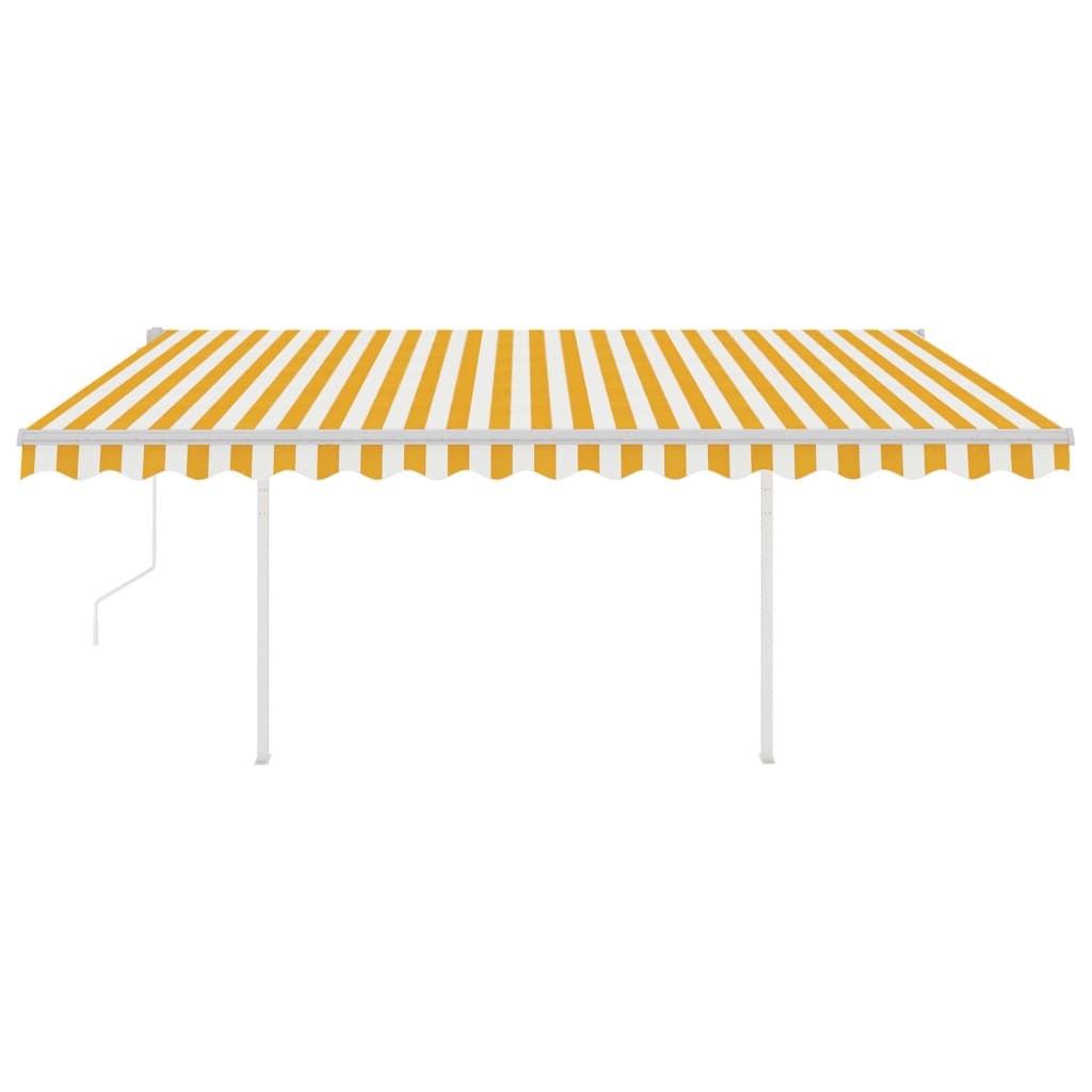 Tenda da Sole Retrattile Automatica con Pali 4x3m Gialla Bianca cod mxl 65770