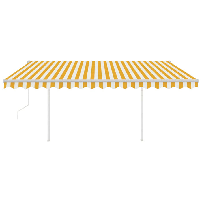 Tenda da Sole Retrattile Automatica con Pali 4x3m Gialla Bianca cod mxl 65770