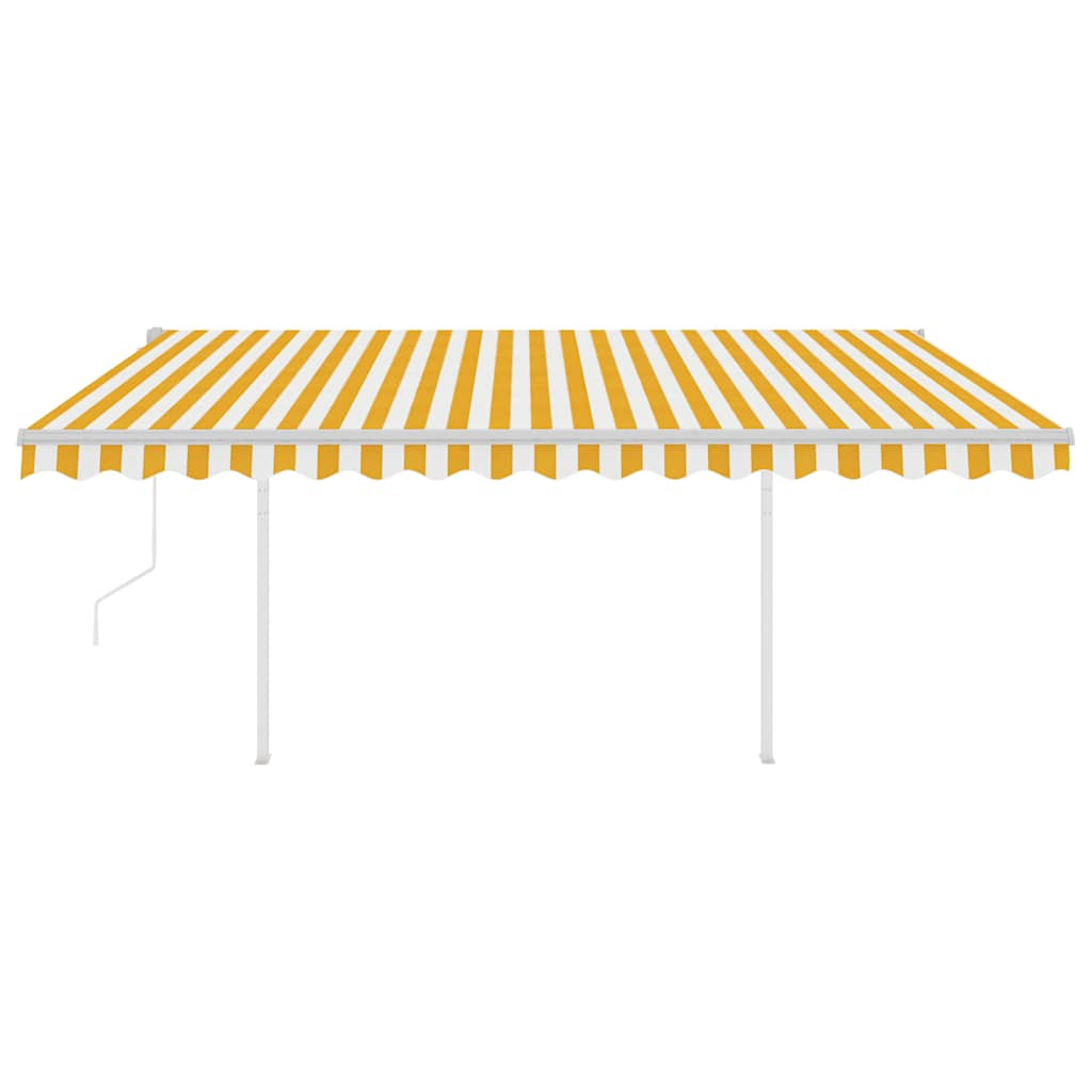 Tenda da Sole Retrattile Automatica con Pali 4x3m Gialla Bianca 3069948