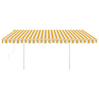 Tenda da Sole Retrattile Automatica con Pali 4x3m Gialla Bianca 3069948