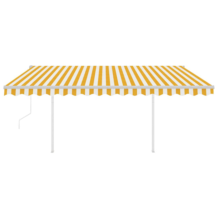 Tenda da Sole Retrattile Automatica con Pali 4x3m Gialla Bianca 3069948