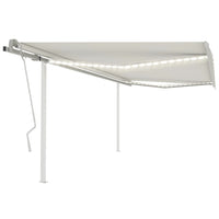 Tenda da Sole Retrattile Manuale con LED 4,5x3 m Crema cod mxl 66409