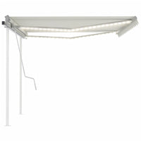 Tenda da Sole Retrattile Manuale con LED 4,5x3 m Crema cod mxl 66409