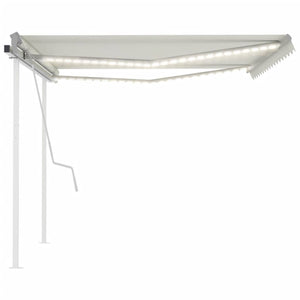 Tenda da Sole Retrattile Manuale con LED 4,5x3 m Crema cod mxl 66409