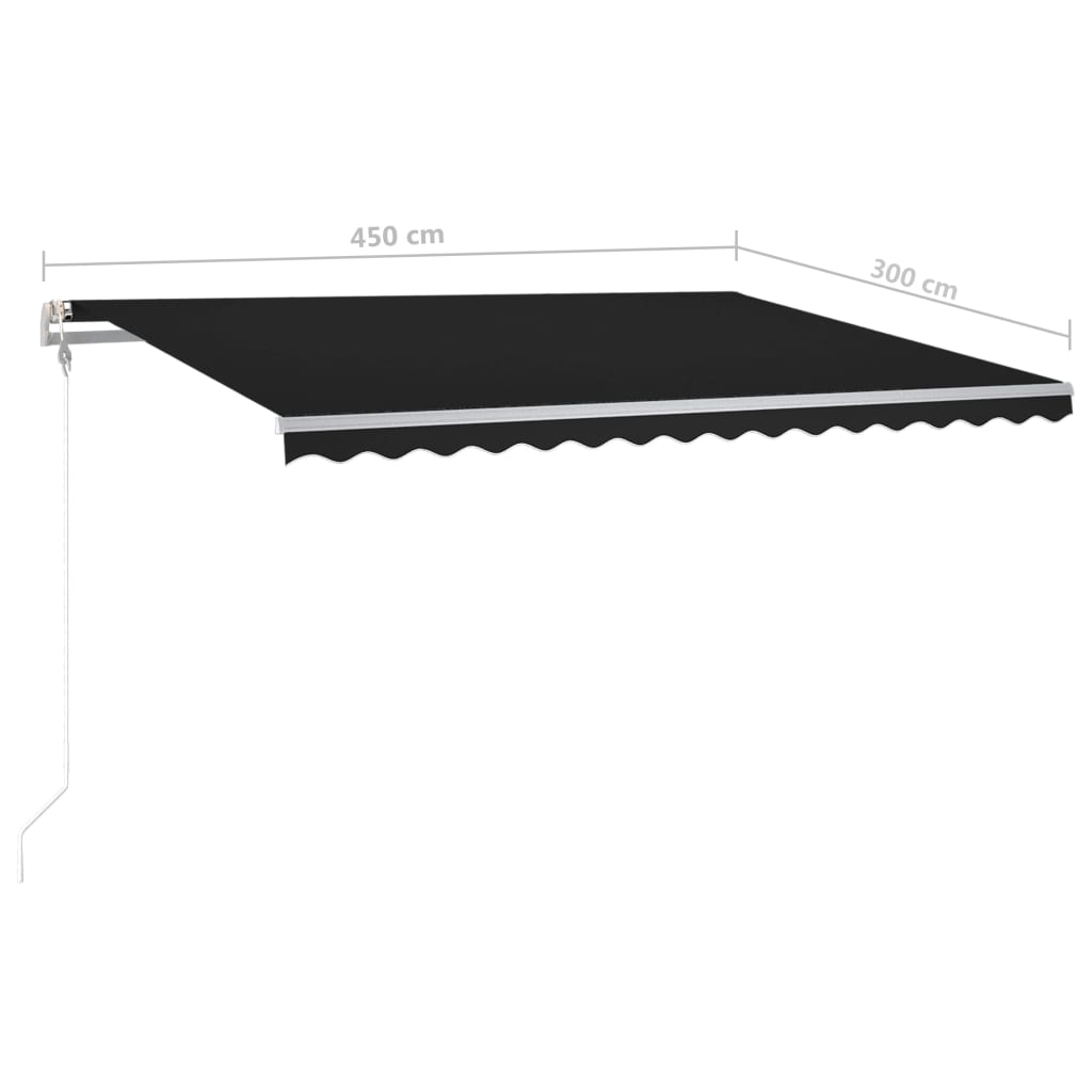 Tenda da Sole Retrattile Manuale con LED 4,5x3 m Antracite cod mxl 43805