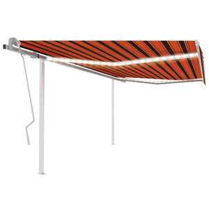 Tenda da Sole Retrattile Manuale LED 4,5x3 m Arancio Marrone cod mxl 43868