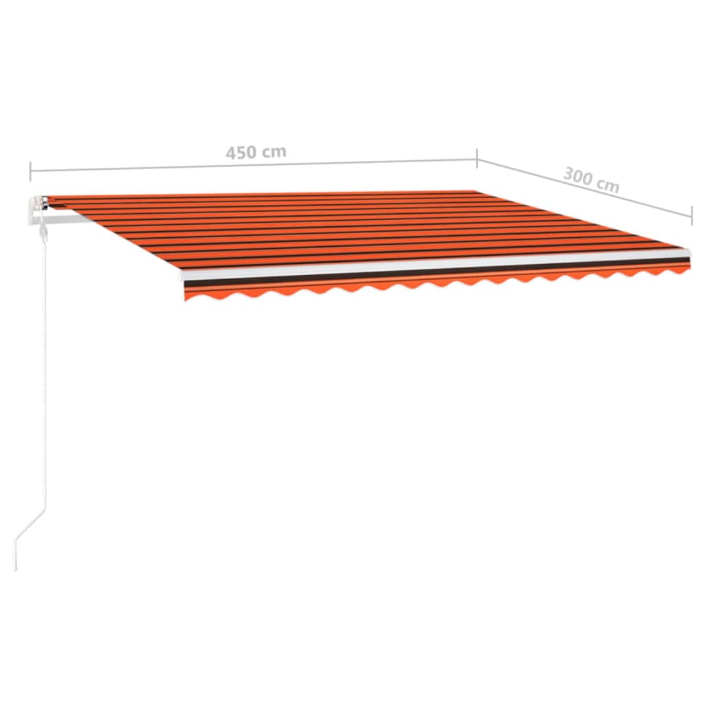 Tenda da Sole Retrattile Manuale LED 4,5x3 m Arancio Marrone cod mxl 43868