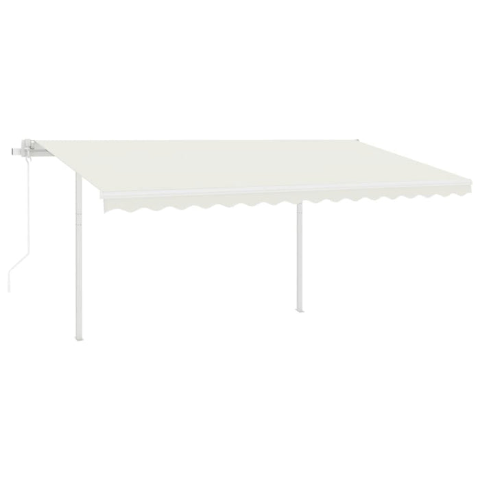 Tenda da Sole Retrattile Automatica con Pali 4,5x3 m Crema 3069967