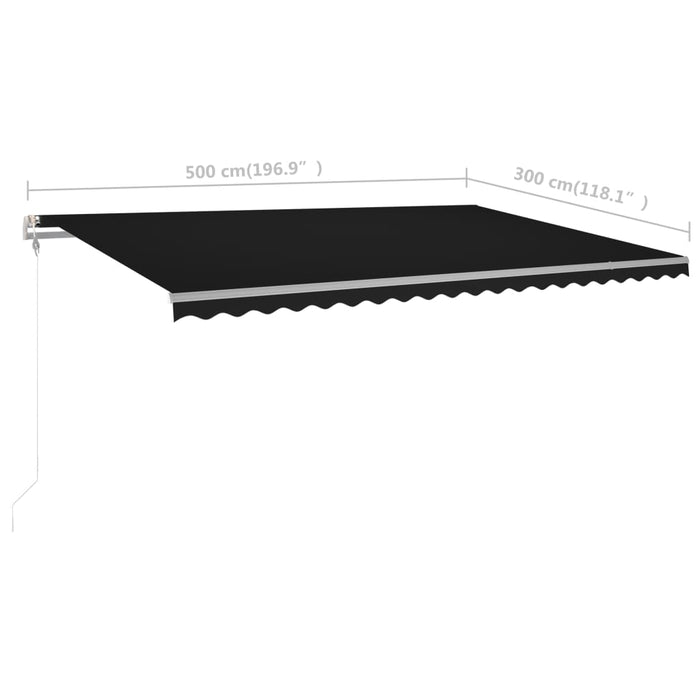 Tenda da Sole Retrattile Manuale con Pali 5x3 m Antracite cod mxl 61043