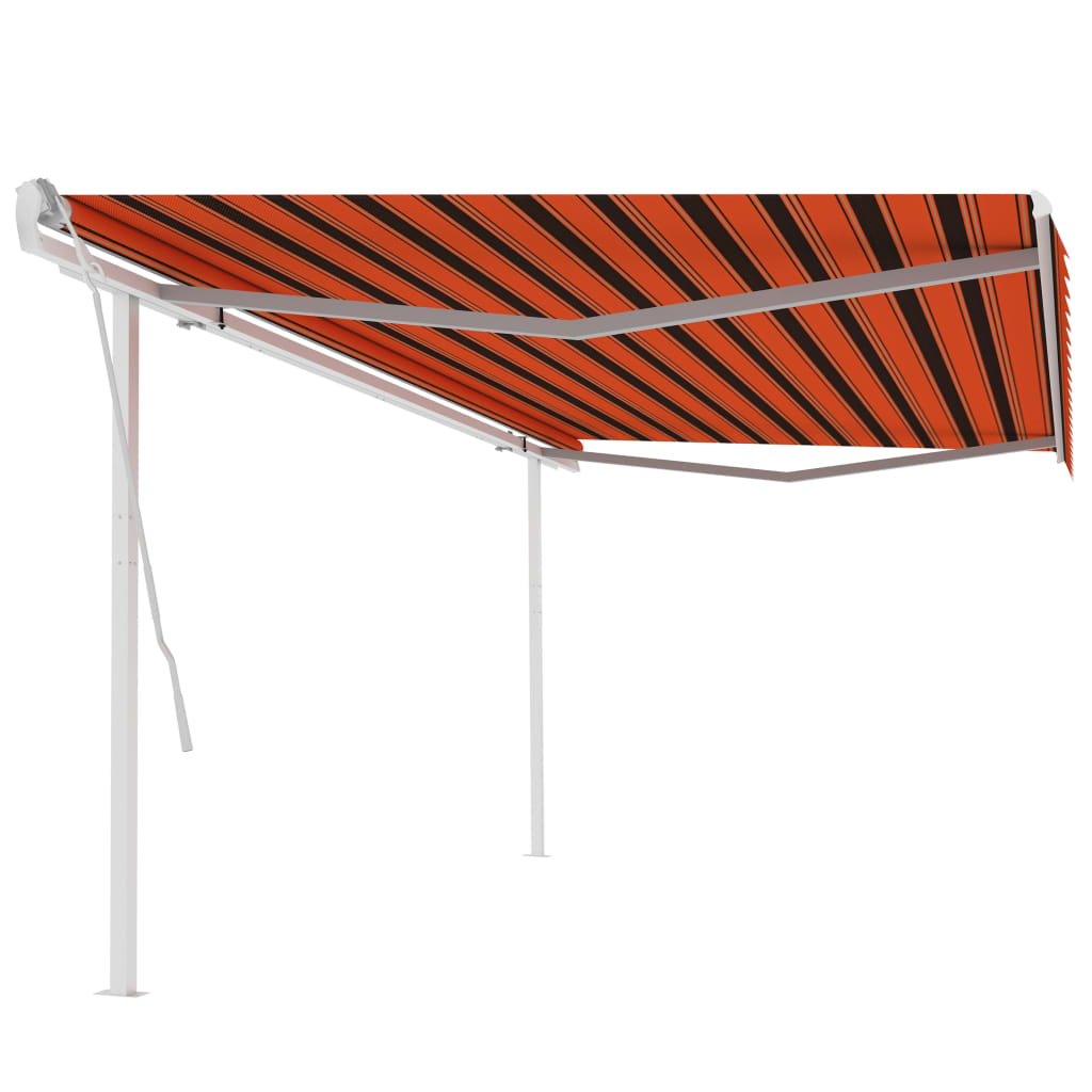 Tenda da Sole Retrattile Manuale con Pali 5x3 m Arancio Marrone cod mxl 68353