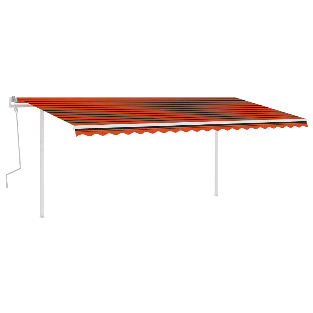 Tenda da Sole Retrattile Manuale con Pali 5x3 m Arancio Marrone cod mxl 68353