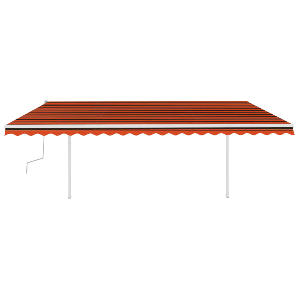 Tenda da Sole Retrattile Manuale con Pali 5x3 m Arancio Marrone cod mxl 68353