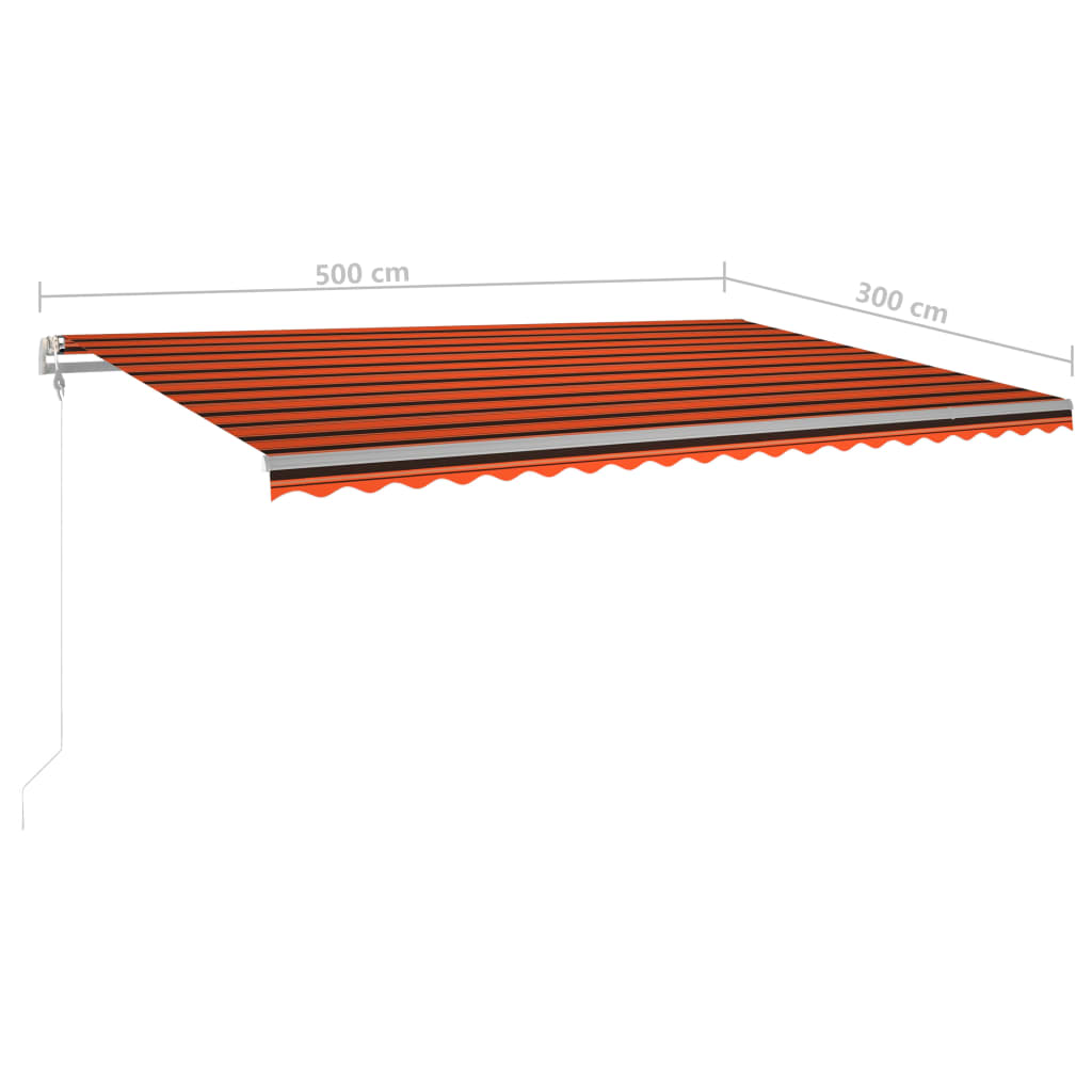 Tenda da Sole Retrattile Manuale con Pali 5x3 m Arancio Marrone cod mxl 68353