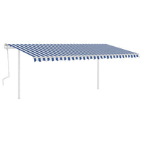 Tenda da Sole Retrattile Manuale con LED 5x3 m Blu e Bianca cod mxl 43840