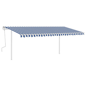 Tenda da Sole Retrattile Manuale con LED 5x3 m Blu e Bianca cod mxl 43840