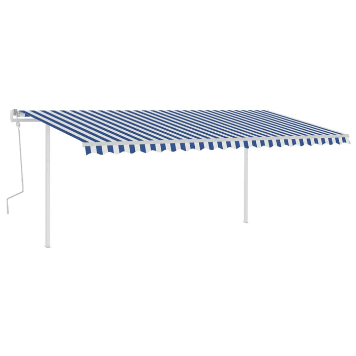 Tenda da Sole Retrattile Manuale con LED 5x3 m Blu e Bianca cod mxl 43840