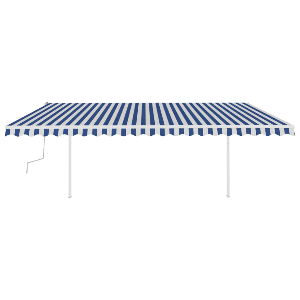 Tenda da Sole Retrattile Manuale con LED 5x3 m Blu e Bianca cod mxl 43840