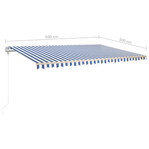 Tenda da Sole Retrattile Manuale con LED 5x3 m Blu e Bianca cod mxl 43840