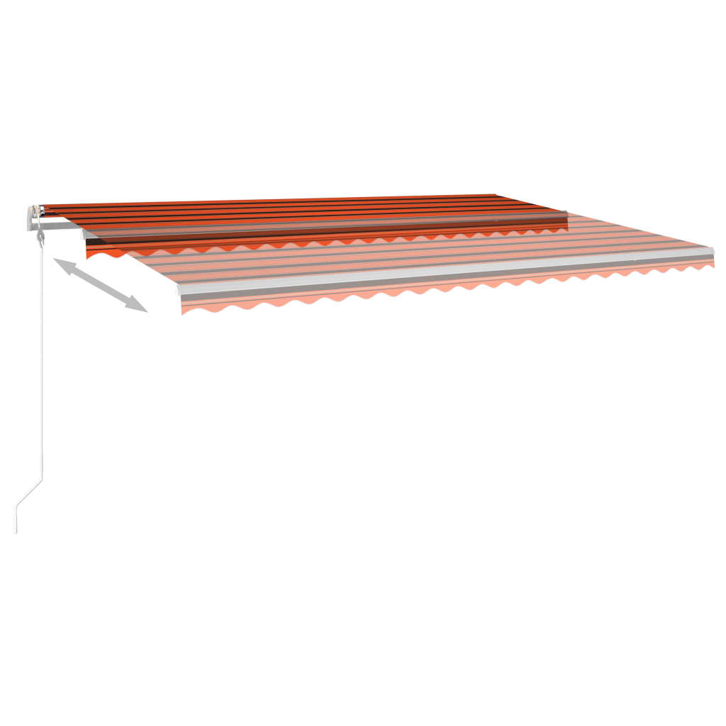 Tenda da Sole Retrattile Manuale LED 5x3 m Arancione Marrone 3069985