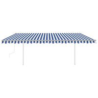 Tenda da Sole Retrattile Automatica con Pali 5x3 m Blu Bianca