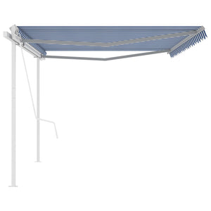 Tenda da Sole Retrattile Automatica con Pali 5x3 m Blu Bianca