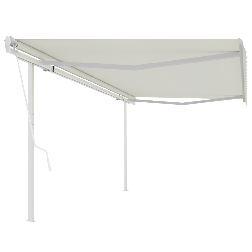 Tenda da Sole Retrattile Automatica con Pali 5x3 m Crema 3069987