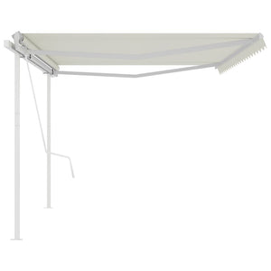 Tenda da Sole Retrattile Automatica con Pali 5x3 m Crema 3069987