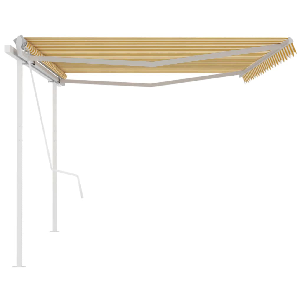 Tenda da Sole Retrattile Automatica con Pali 5x3m Gialla Bianca