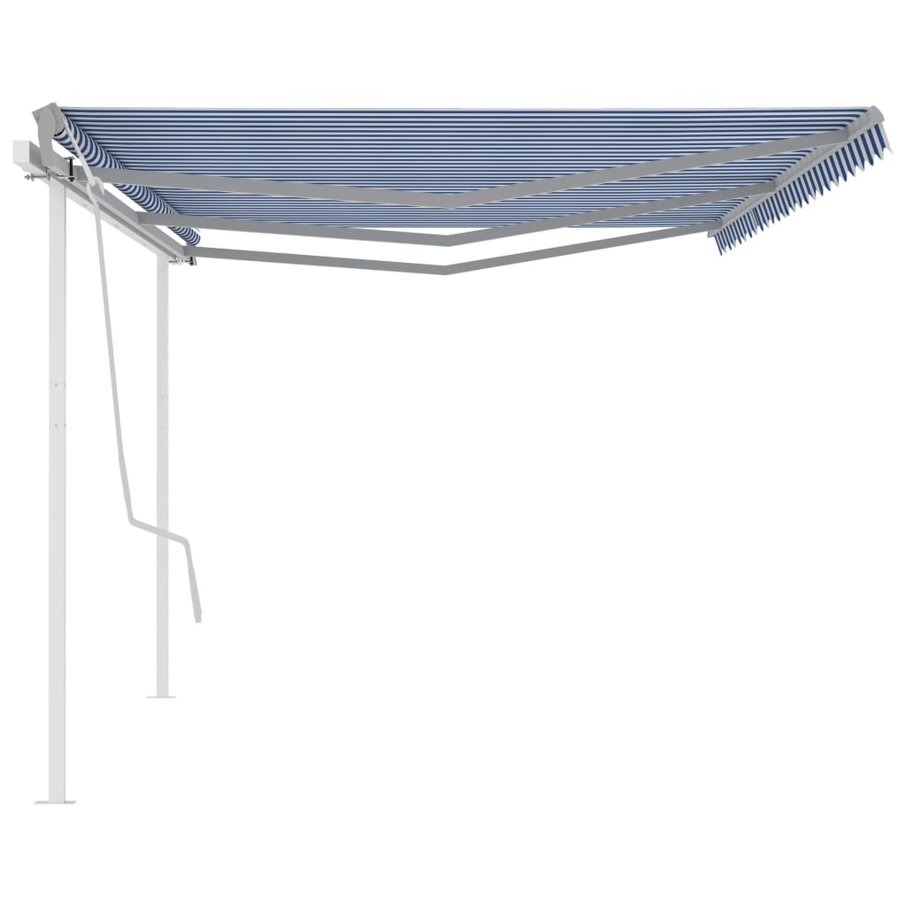 Tenda da Sole Retrattile Manuale con Pali 6x3m Blu e Bianca cod mxl 43758