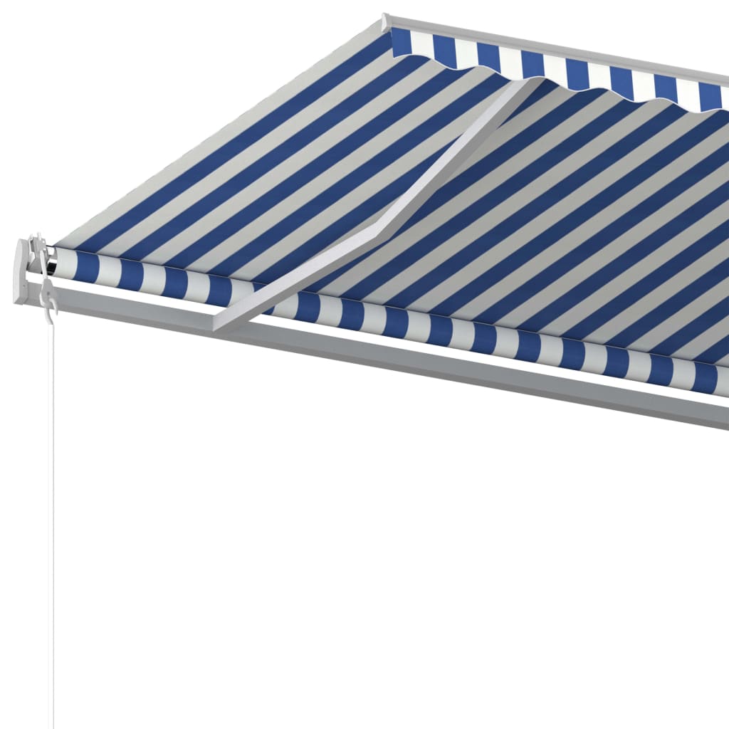 Tenda da Sole Retrattile Manuale con Pali 6x3m Blu e Bianca cod mxl 43758