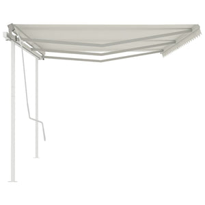 Tenda da Sole Retrattile Manuale con Pali 6x3m Crema cod mxl 43781