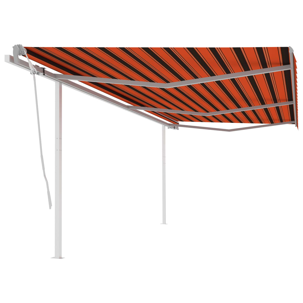 Tenda da Sole Retrattile Manuale con Pali 6x3 m Arancio Marrone cod mxl 43768