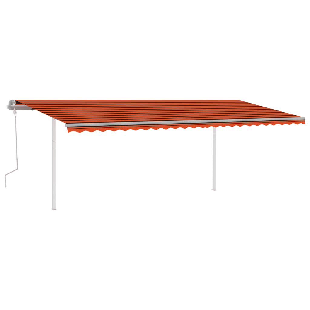 Tenda da Sole Retrattile Manuale con Pali 6x3 m Arancio Marrone cod mxl 43768