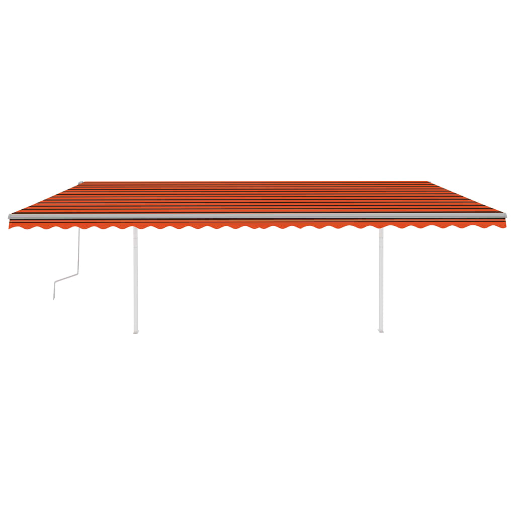 Tenda da Sole Retrattile Manuale con Pali 6x3 m Arancio Marrone cod mxl 43768