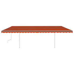 Tenda da Sole Retrattile Manuale con Pali 6x3 m Arancio Marrone cod mxl 43768