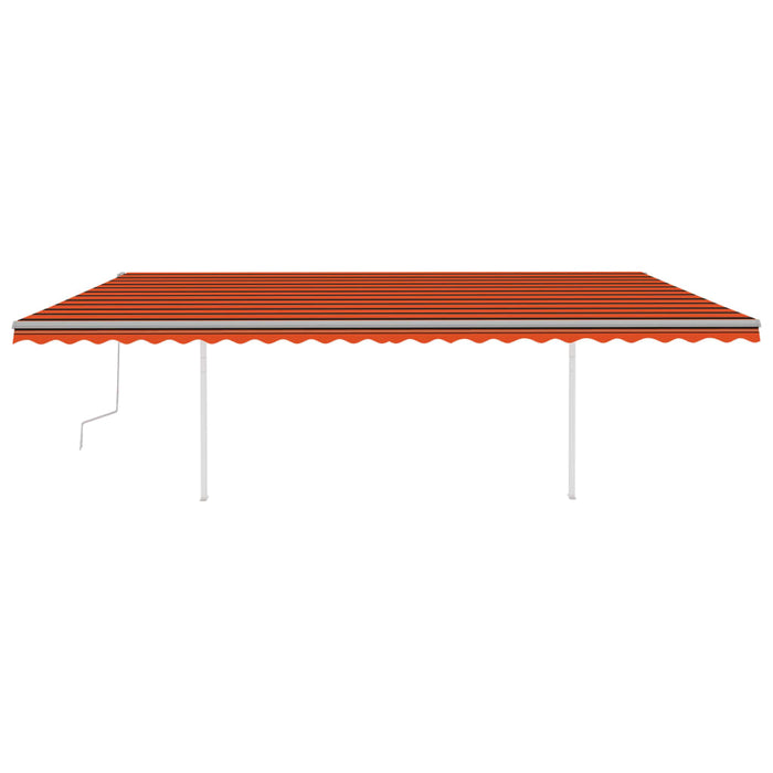 Tenda da Sole Retrattile Manuale con Pali 6x3 m Arancio Marrone cod mxl 43768