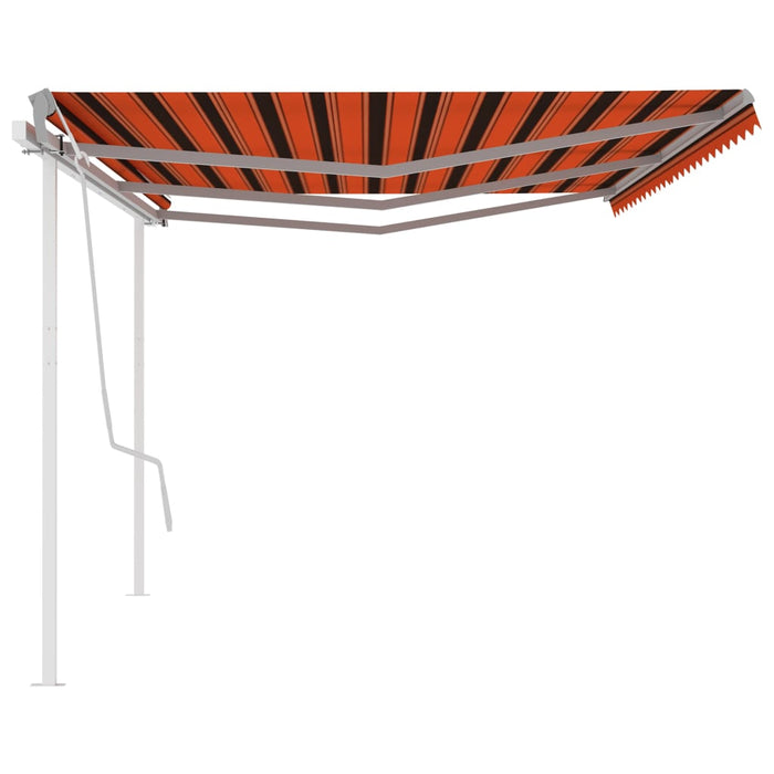 Tenda da Sole Retrattile Manuale con Pali 6x3 m Arancio Marrone cod mxl 43768