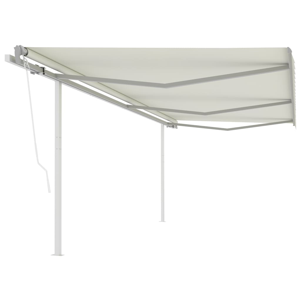 Tenda da Sole Retrattile Automatica con Pali 6x3 m Crema 3070007