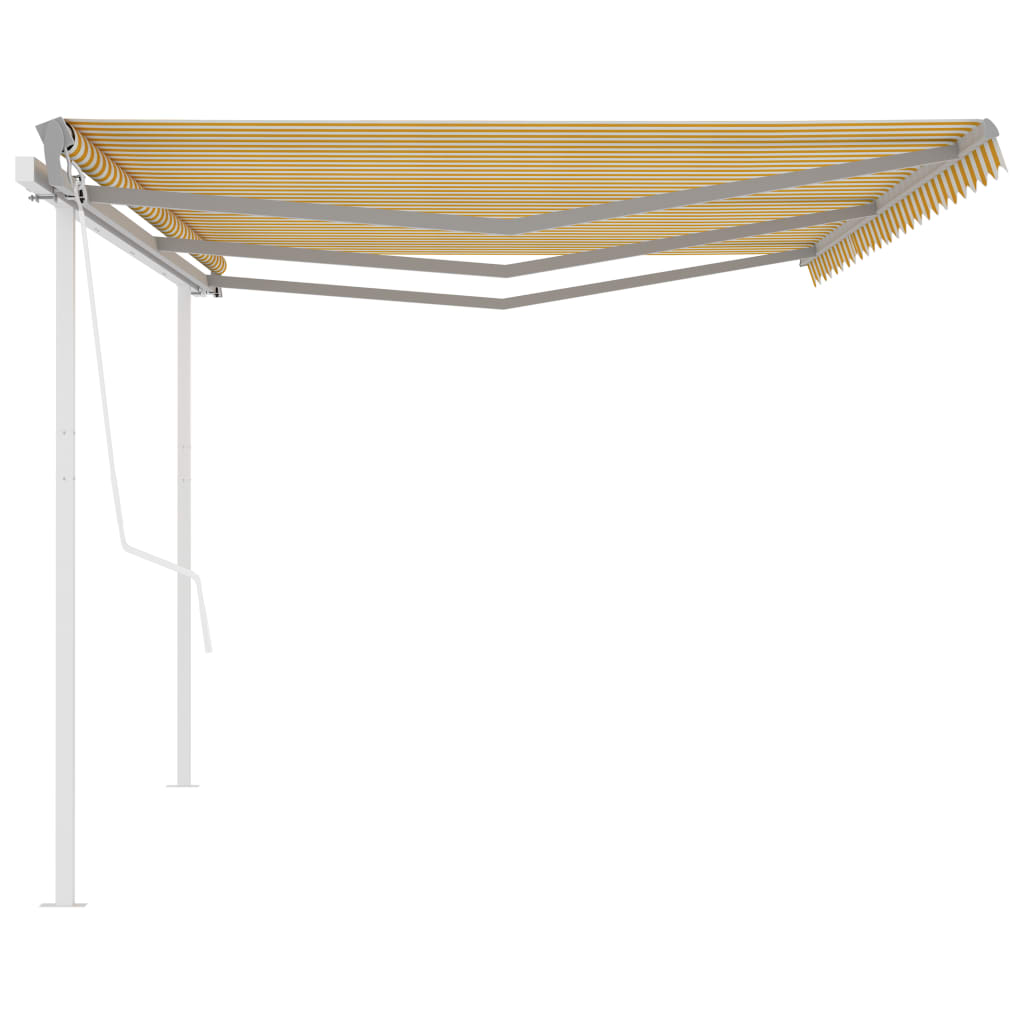 Tenda da Sole Retrattile Automatica con Pali 6x3m Gialla Bianca cod mxl 52628