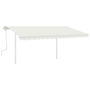 Tenda da Sole Retrattile Manuale con Pali 4x3,5 m Crema